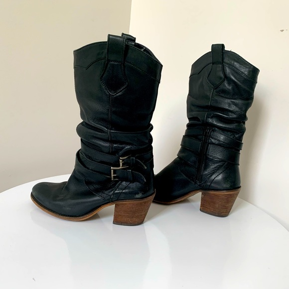 Aldo Shoes - ALDO black western-styled leather boots - 8.5